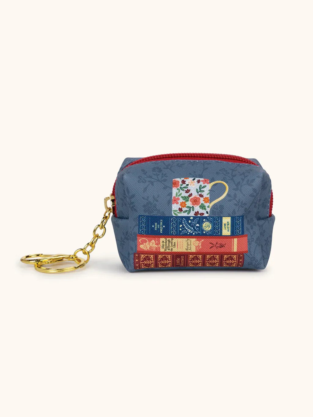 Book Stack Print Mini Pouch with Keychain – Perfect Accessory for Book Lovers in USA