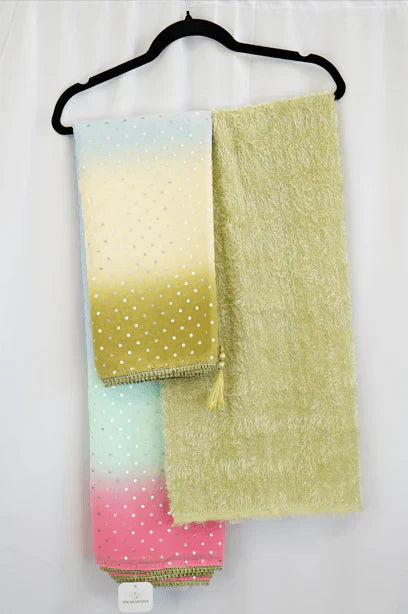 Pastel Ombre Saree with Mirror Polka Work and Textured Blouse – Contemporary Festive Elegance in the USA