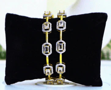 Emerald Cut Halo Stone Gold Bangles – Timeless Elegance for Every Occasion in USA