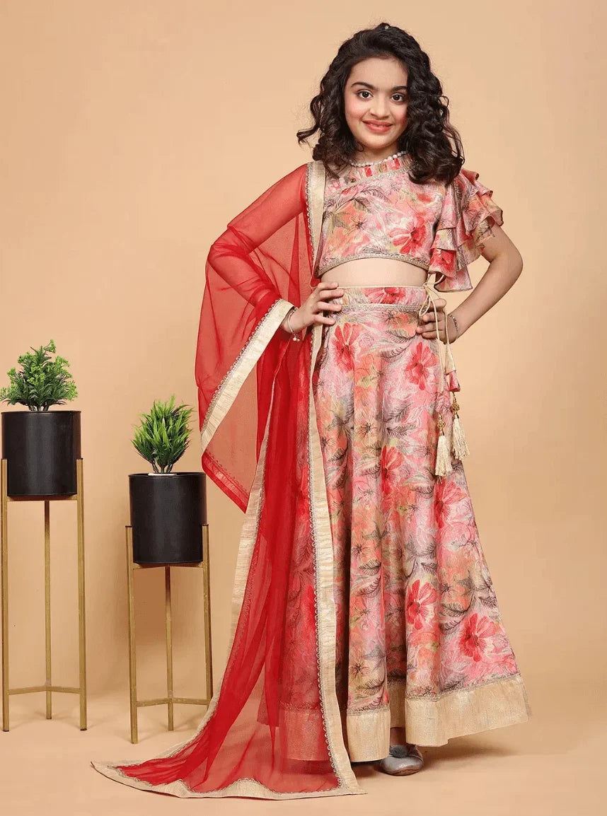 Chinon Embroidery Kids Lehenga Choli – Beautiful Traditional Girls’ Ethnic Wear in USA
