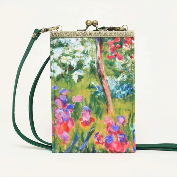 Impressionist Floral Print Kiss-Lock Phone Pouch – Artistic Designer Phone Pouch in the USA