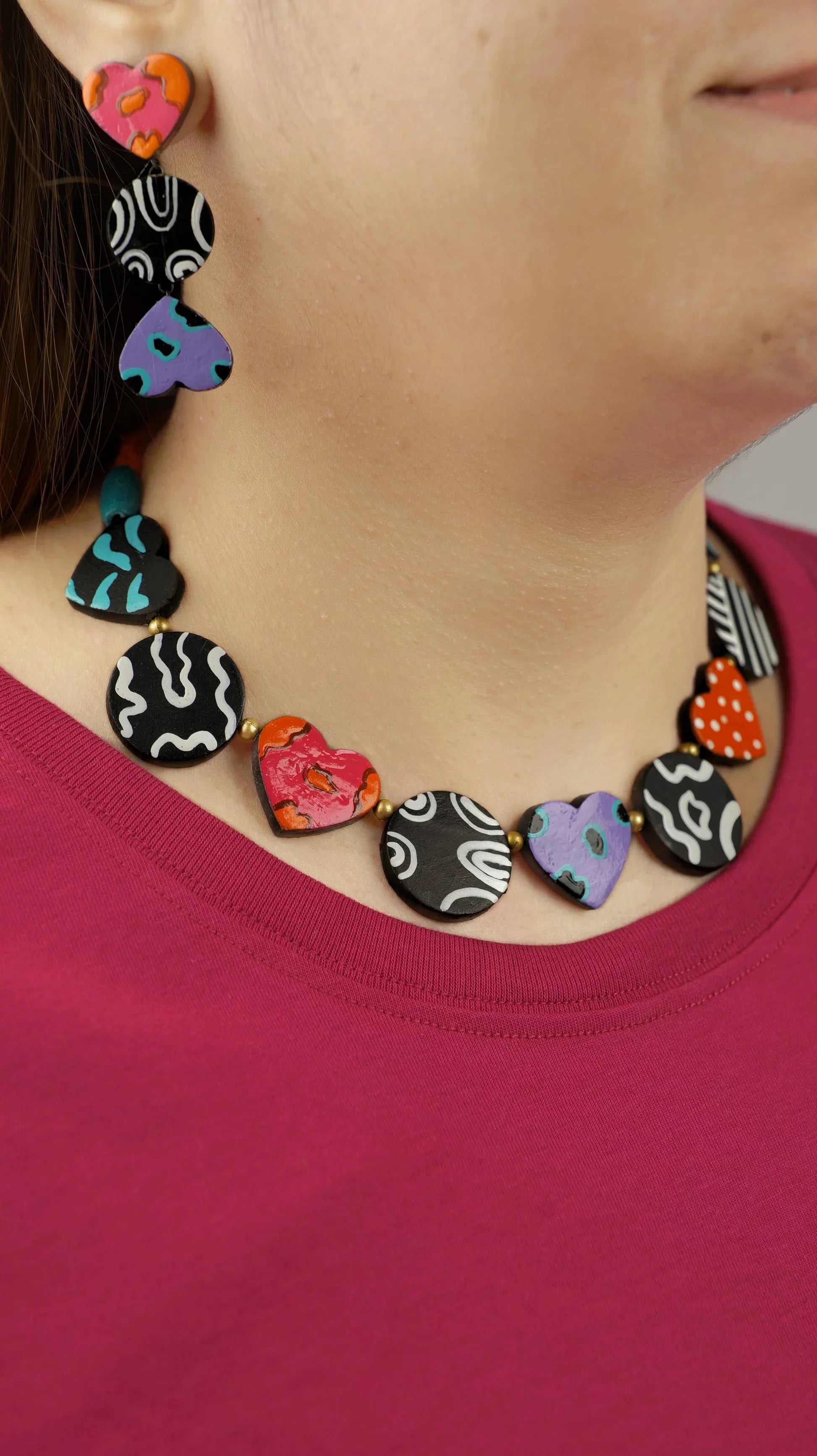 Heart & Circle Clay Set – Handmade Earthen Clay Jewelry for Valentine’s Style in the USA