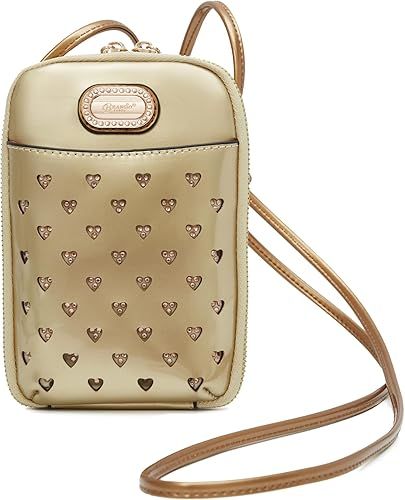 Golden Patent Heart-Studded Mini Sling Bag – Glamorous USA Boutique Fashion at Swaraksha Fashions