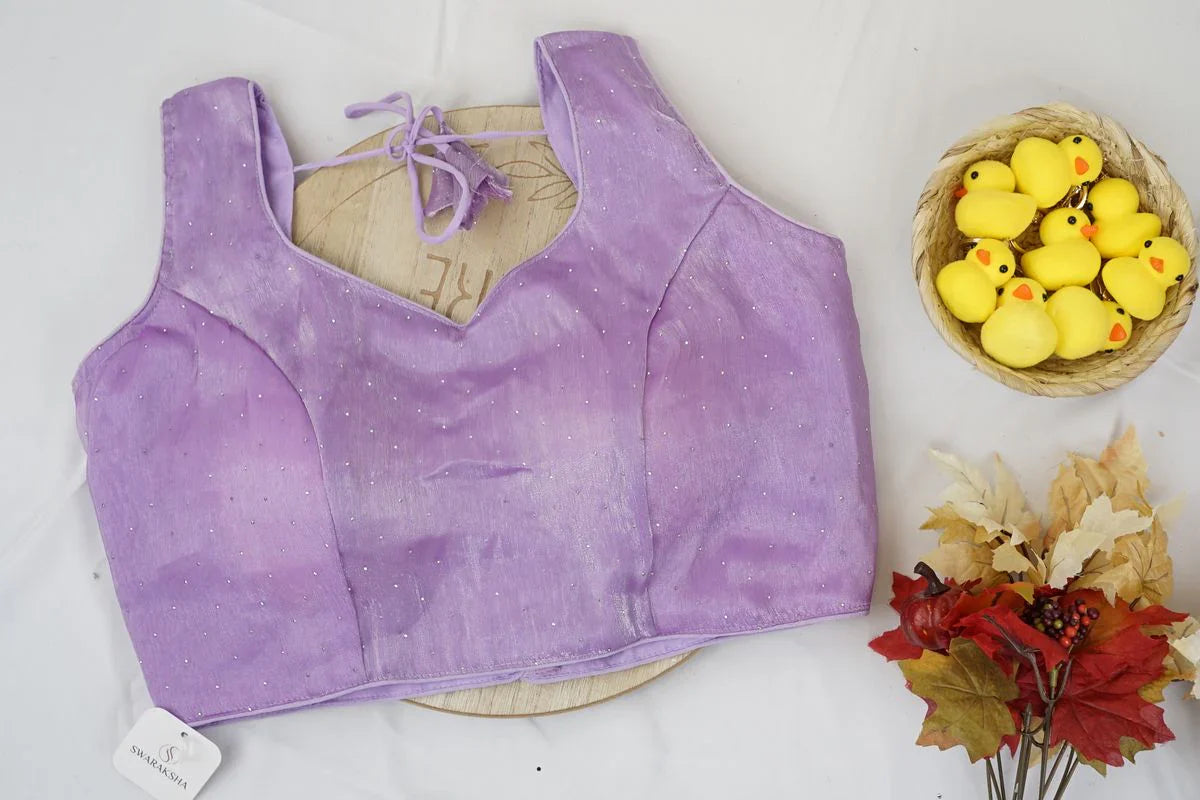 Lavender Sequin Dotted Blouse – Elegant Designer Ethnic Blouse in the USA