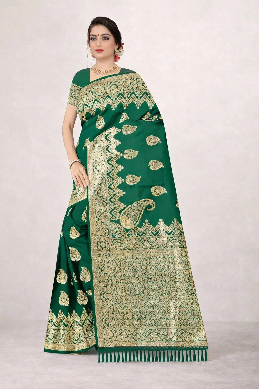 Teal Banarasi Silk Saree Festive Wear – Luxury Designer Banarasi Silk Saree for Weddings & Celebrations in USA