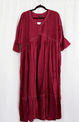Maroon Embroidered Rayon Kurta with Lace Detailing in USA – Available at Swaraksha Fashions, Overland Park KS