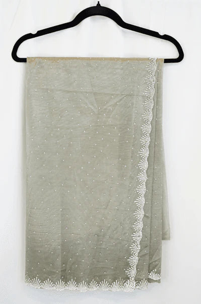 Pista Green Net Saree with Pearl and Sequin Embroidered Border – Refreshing Elegance for Women in USA