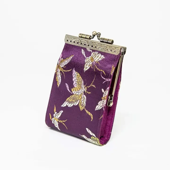 Royal Purple Butterfly Brocade Metal Clasp Wallet – Elegant Women's Designer Wallet in USA