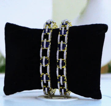 Royal Sapphire Illusion Bangles – Luxurious USA Jewelry Collection at Swaraksha Fashions