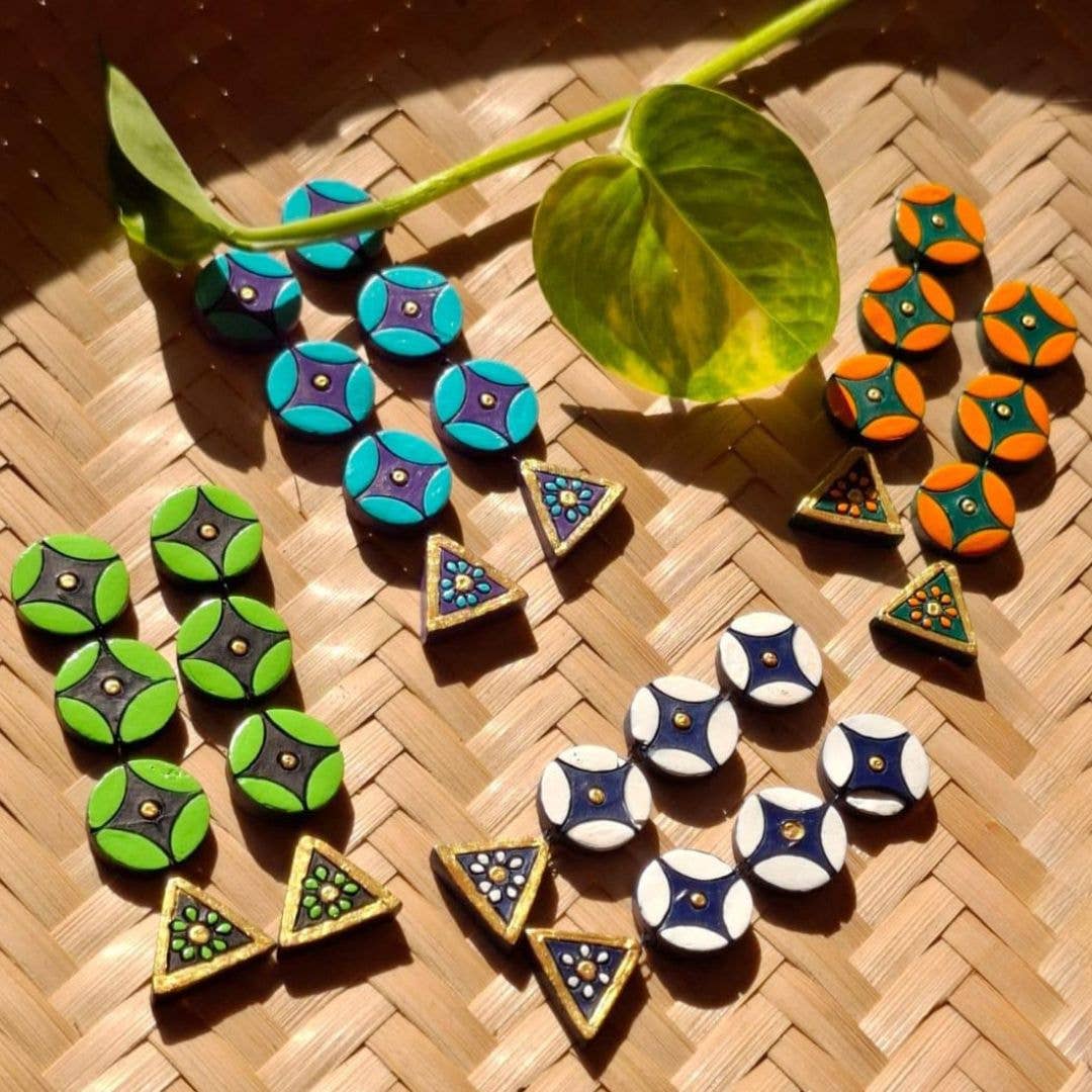 Geometric Earring Set | Clay Jewelry | 4-Pack Jewelry Set – Versatile Artistic Fashion Accessories in USA