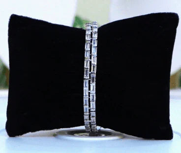 Elegant Silver Baguette Cut CZ Bracelet Set – Timeless Sparkle and Sophistication in USA