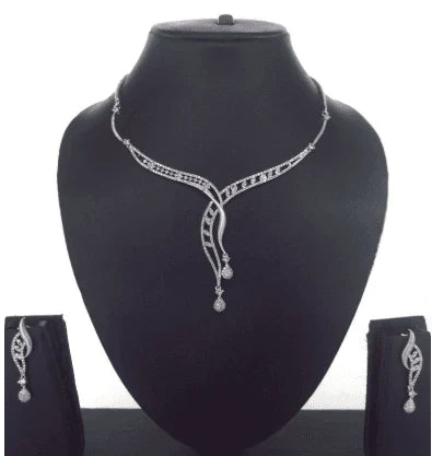 Elegant Diamond Vine Necklace Set – Luxury Crystal Statement Jewelry in the USA