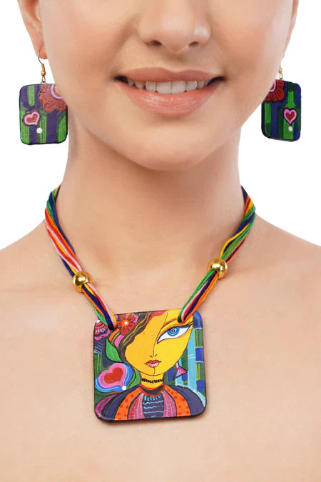 Valentine Heart Jewelry Set – Handmade Clay Necklace and Earrings in the USA