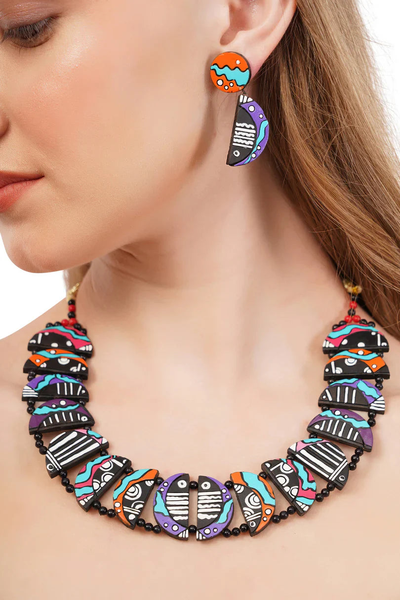 Crab Jewelry Set – Handmade Multicolor Boho Clay Jewelry in the USA