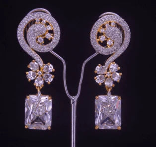 Diamond Swirl Luxe Earrings – Elegant Designer Jewelry in USA at Swaraksha Fashions