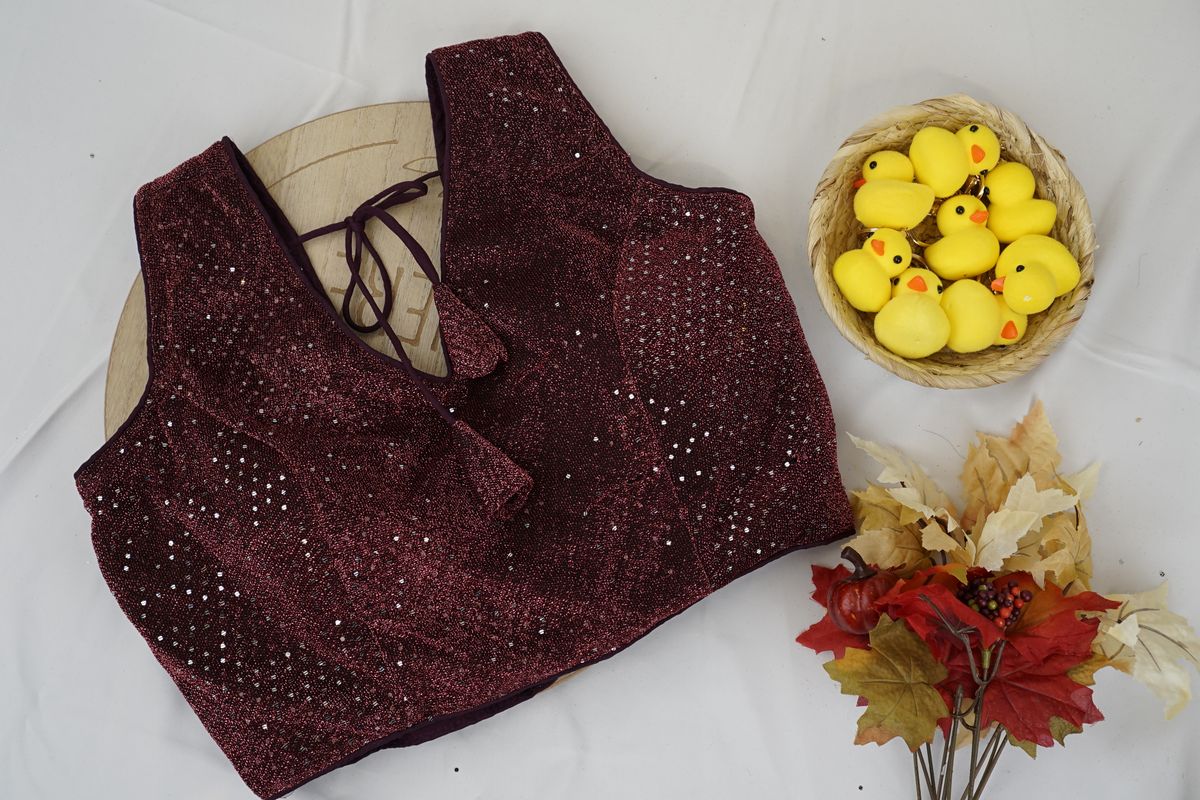 Wine Maroon Shimmer Sequin Party Wear Blouse – Glamorous Designer Fashion in USA at Swaraksha Fashions