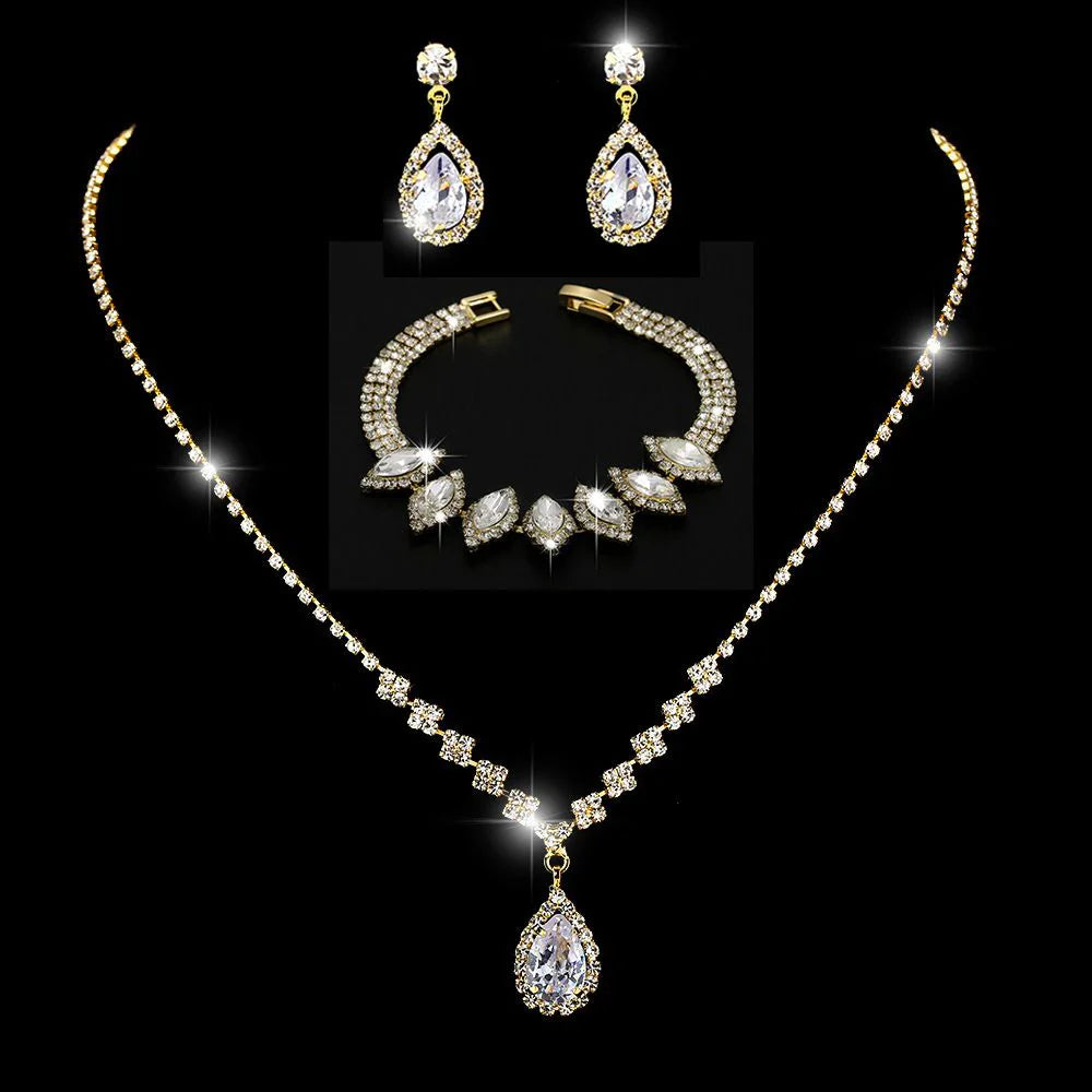Crystal Bridal Jewelry Set – Elegant Necklace, Earrings & Bracelet Set in the USA