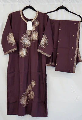Plum Purple Sequin Embroidered Kurta Set with Matching Dupatta – Elegant Designer Ethnic Wear in USA at Swaraksha Fashions