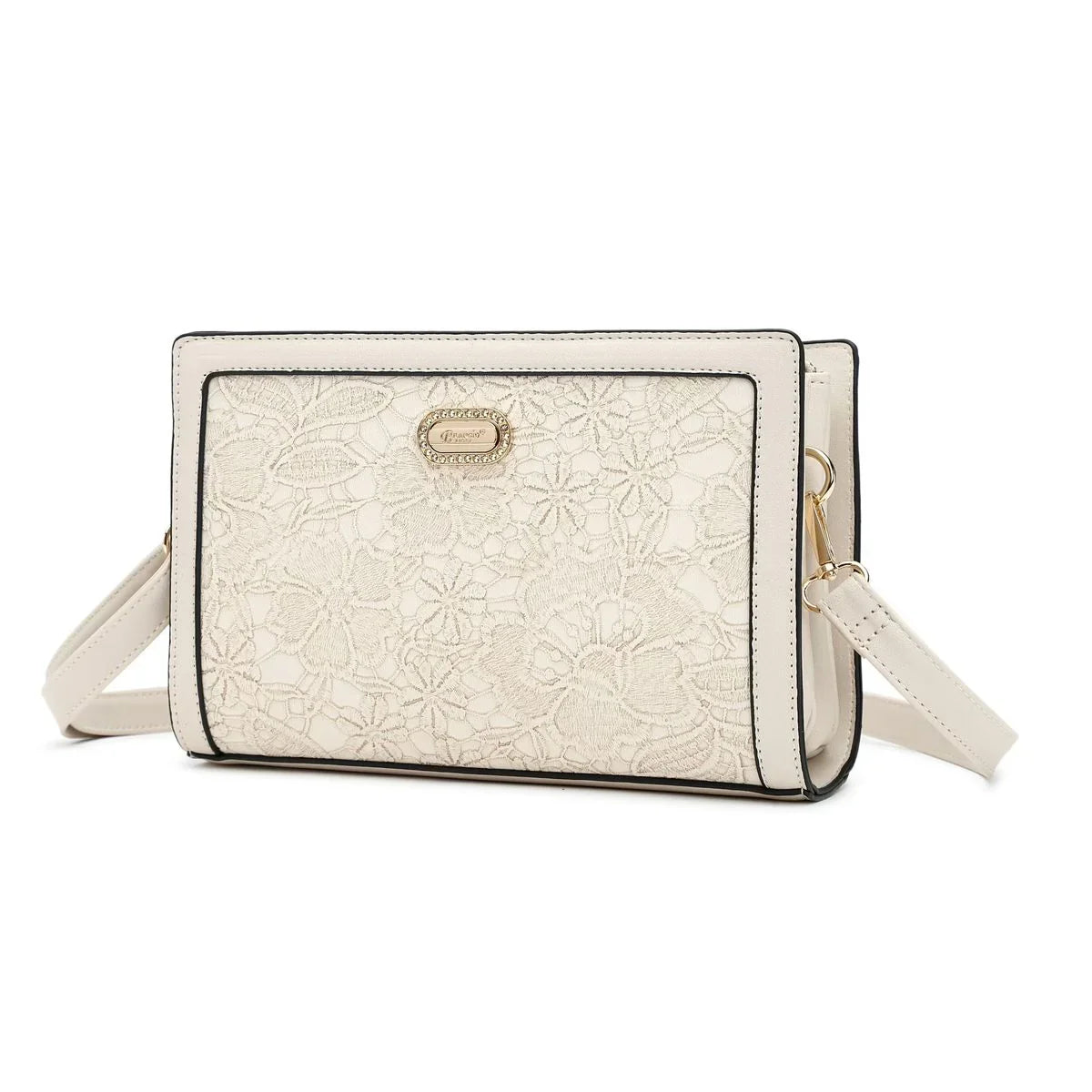 Elegant Beige Textured Handbag with Gold Chain Handle – Designer Women's Handbag in USA