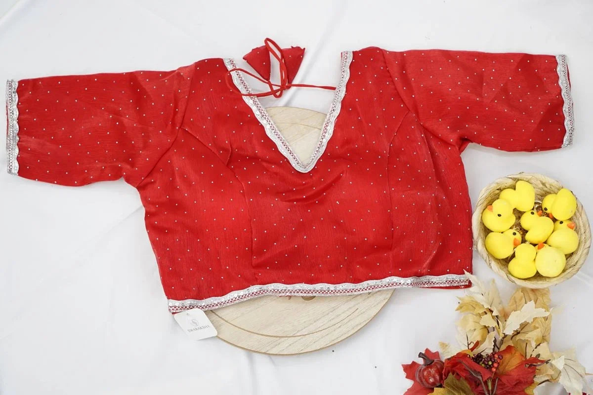Rani Pink Silver-Trim Blouse – Elegant Traditional Blouse for Women in USA
