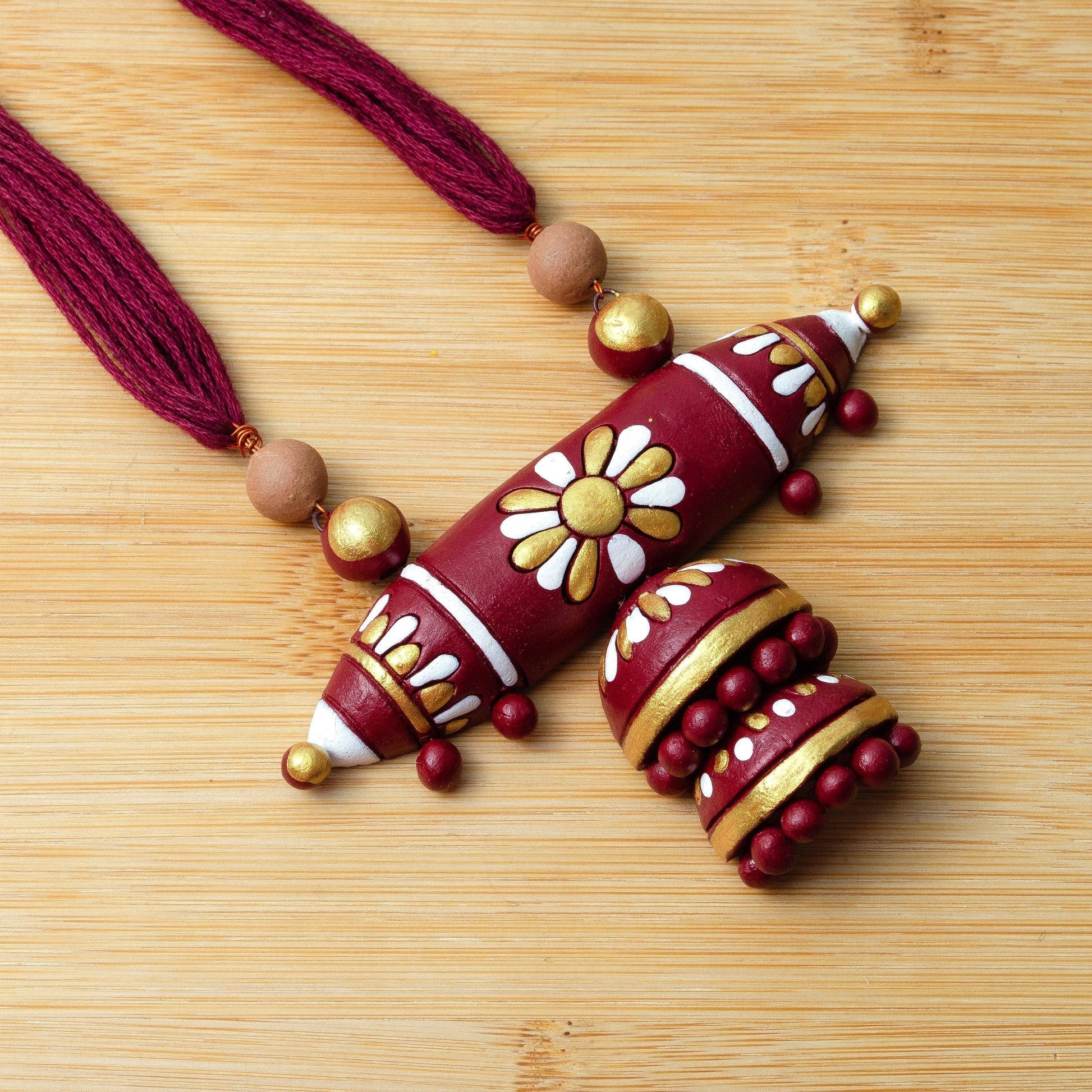 Jhumka Jewelry Set – Handmade Floral Studded Clay Jewelry in the USA