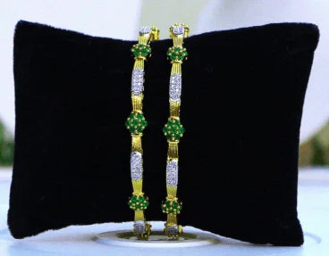 Emerald Bloom CZ Bangles – Luxurious USA Jewelry Collection at Swaraksha Fashions