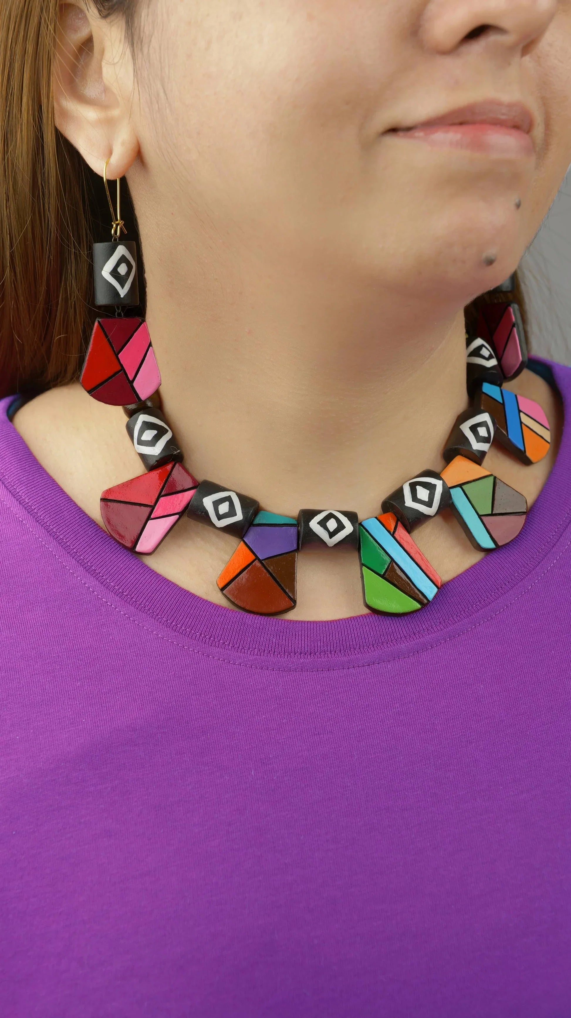 Geometric Clay Set | Clay Earrings | Earthen Clay Necklace – Handcrafted Artistic Jewelry in USA