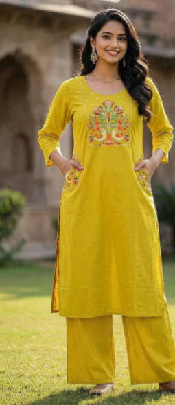 Mustard Yellow Cotton Printed Kurta Set – Everyday Comfort Meets Style in the USA