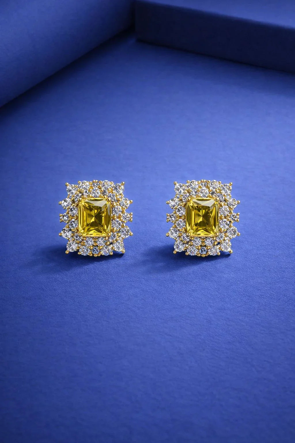 Sunshine Yellow Radiant Stud Earrings – Elegant Fashion Jewelry in USA at Swaraksha Fashions