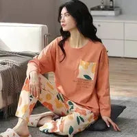 Peach Blossom Printed Cotton Loungewear Set – Comfortable Stylish Fashion in USA at Swaraksha Fashions