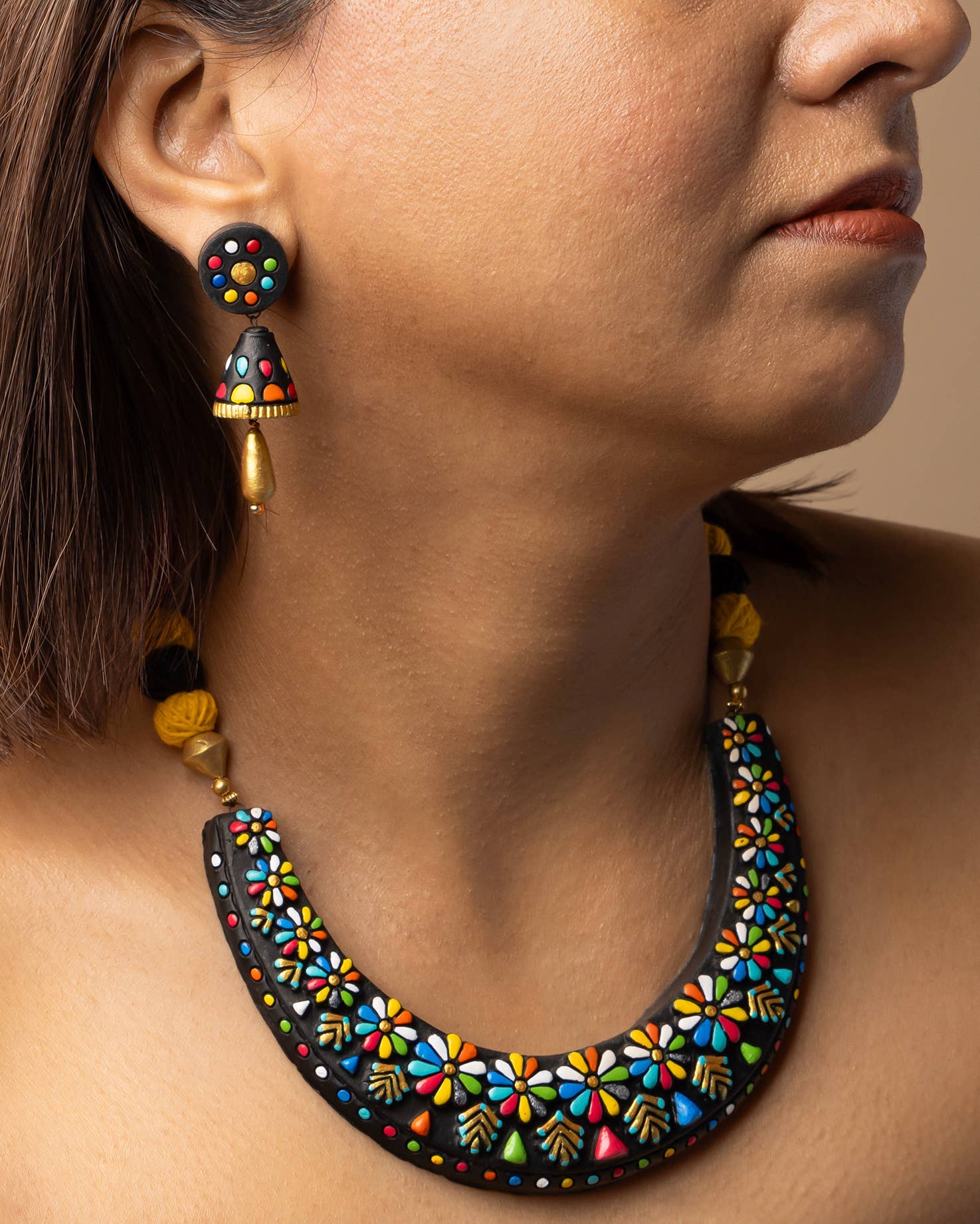 Geometric Jewelry Set – Handmade Clay Choker Jewelry in the USA