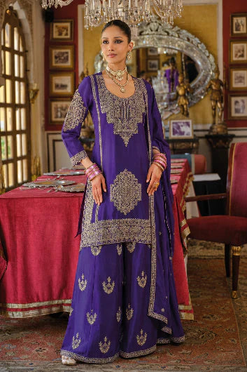 Eba Ava Purple Silk Embroidered Sharara Set – Premium Indian Ethnic Wear in USA