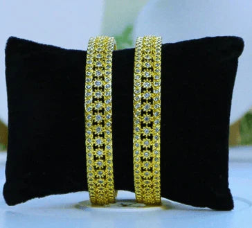 Royal Gold-Cut American Diamond Bangles – Luxurious Designer Jewelry in USA