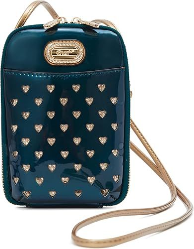 Teal Patent Heart-Studded Mini Sling Bag – Trendy USA Fashion Accessory at Swaraksha Fashions