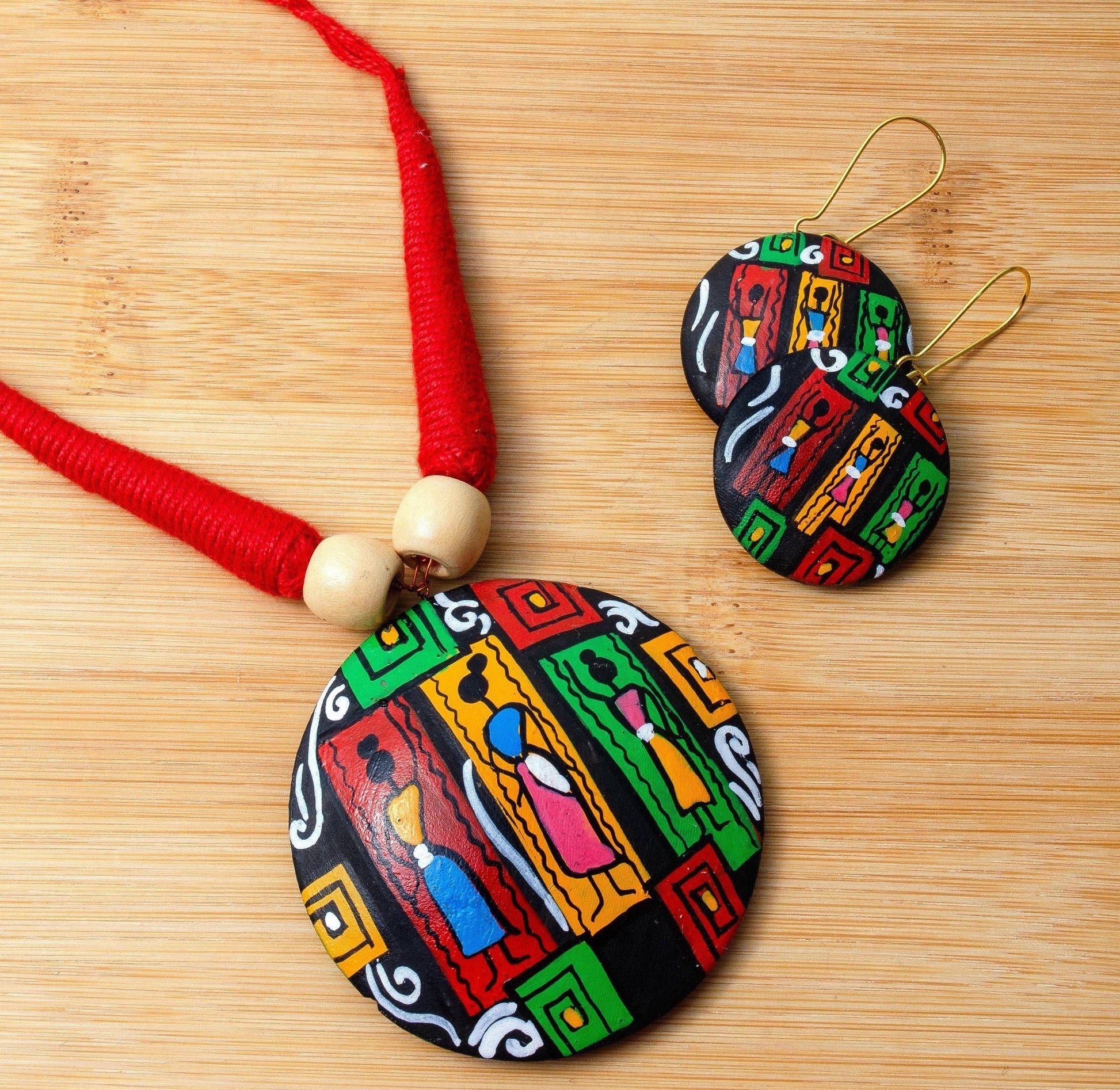 Red Oval Jewelry Set | Clay Jewelry | Geometric Jewelry – Modern Artistic Elegance in USA