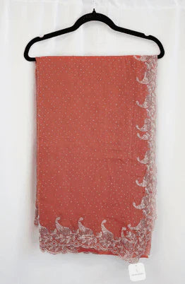 Mauve Pink Georgette Saree with Pearl Embroidered Paisley Border – Graceful Luxury for Elegant Celebrations in USA