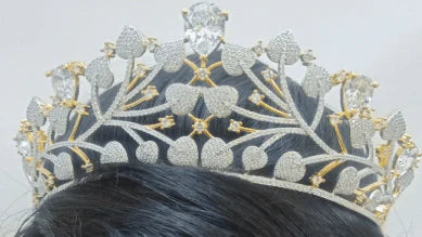 Silver-Gold Heart Princess Crown – Elegant Royal-Inspired Jewelry in USA