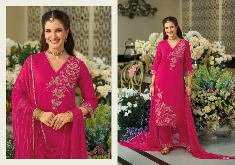Hot Pink Embroidered Straight Kurta Set with Dupatta – Chic Festive Style in the USA
