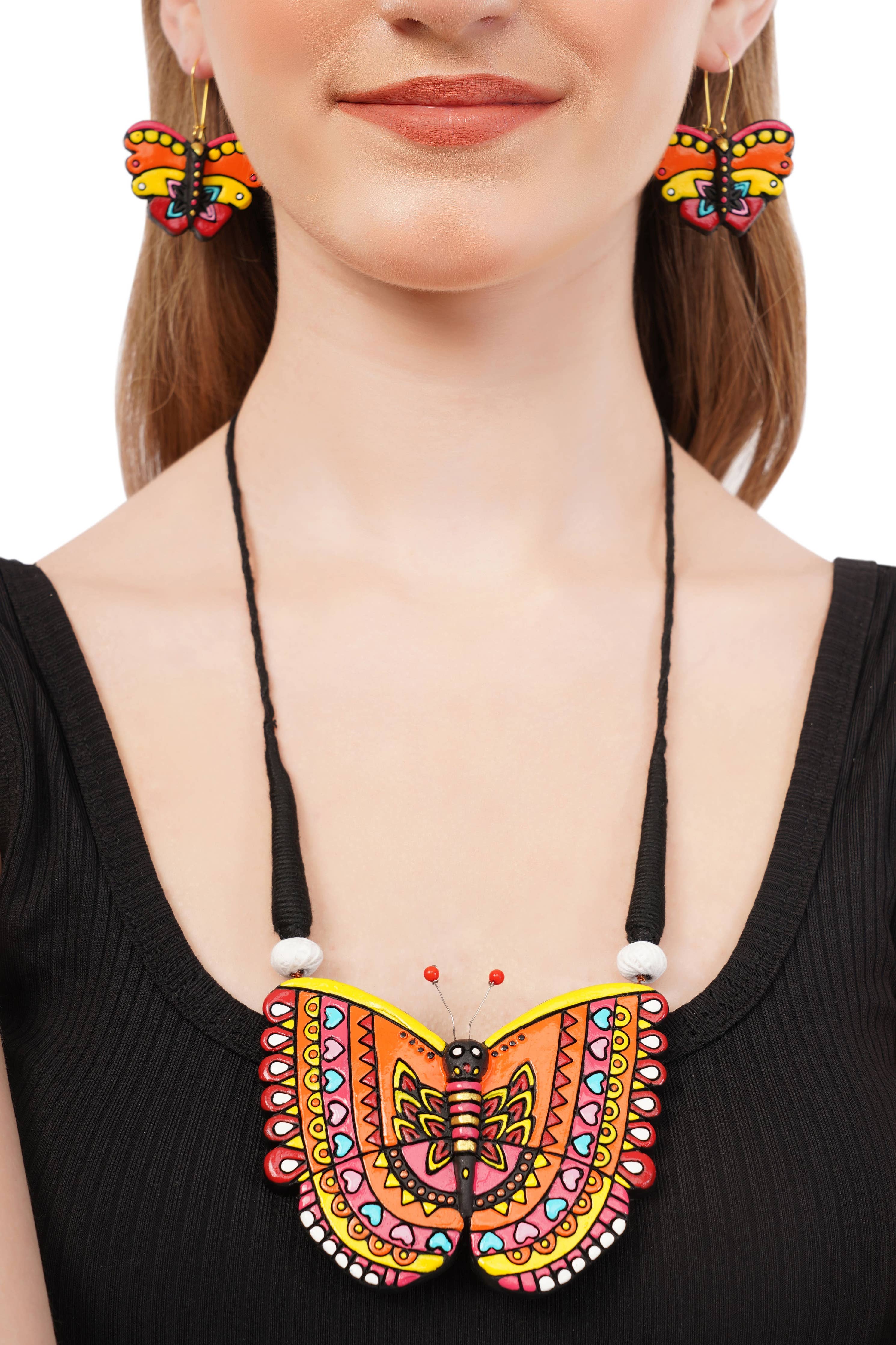 Butterfly Multicolored Jewelry Set | Clay Jewelry | Boho Set