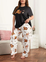Black “Strawberry Bear” Pajama Set