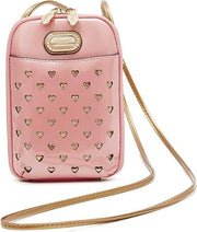 Blush Pink Patent Heart-Studded Mini Sling Bag
