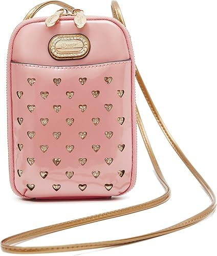 Blush Pink Patent Heart-Studded Mini Sling Bag