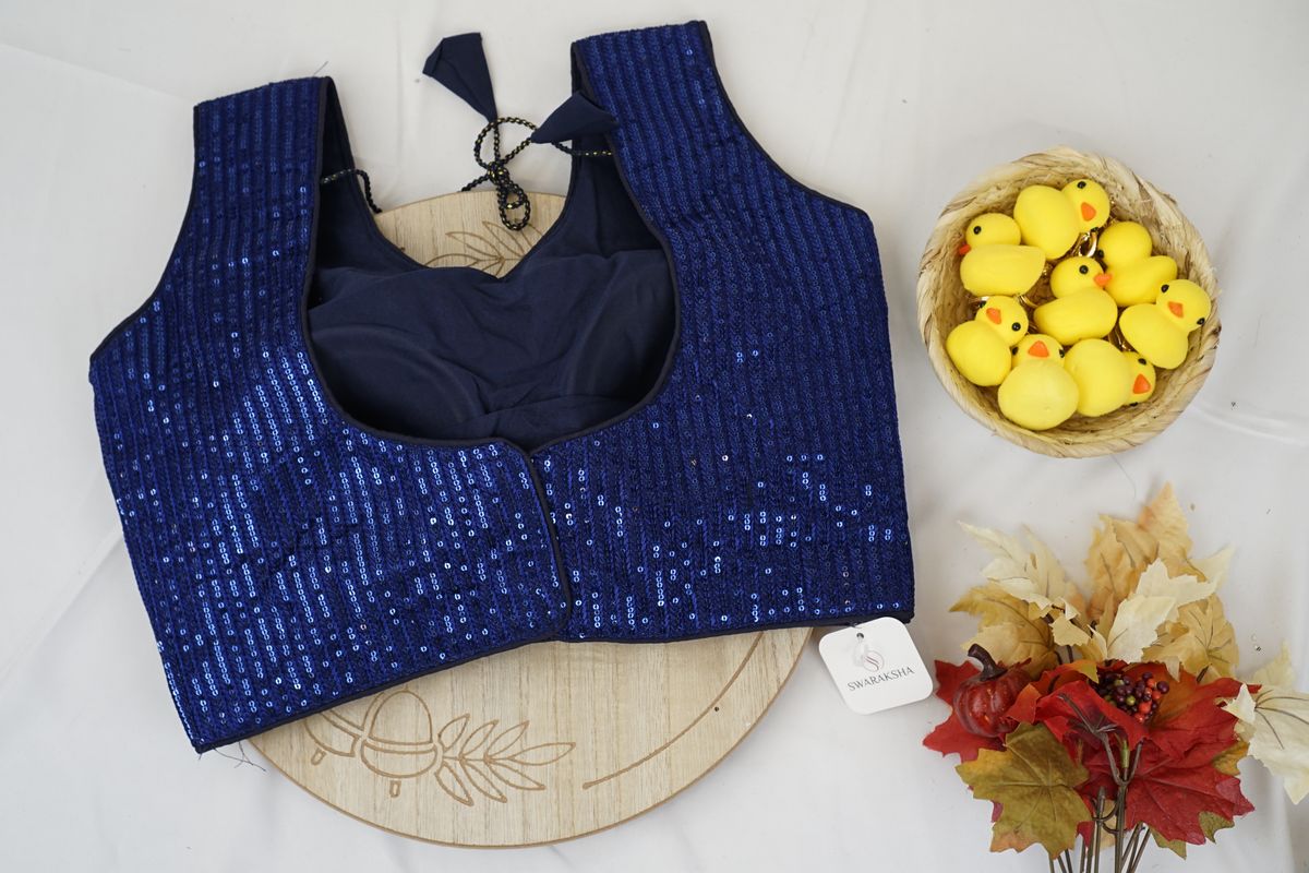Navy Blue Full Sequin Designer Blouse