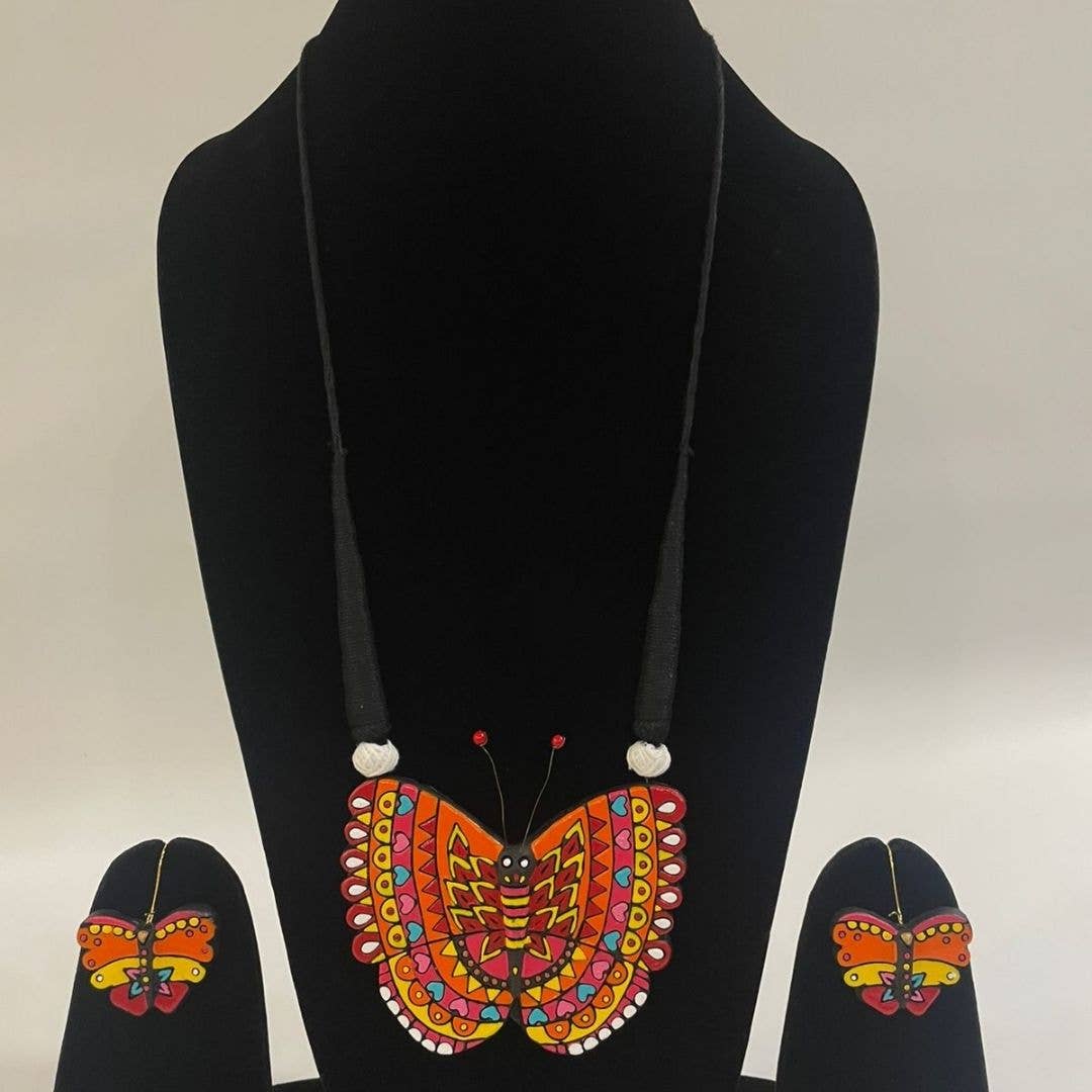Butterfly Multicolored Jewelry Set | Clay Jewelry | Boho Set