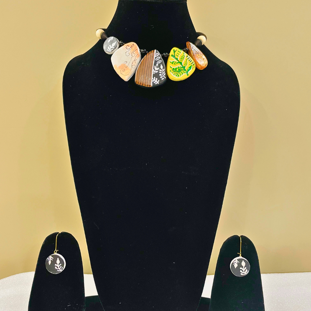 Yellow Forest Jewelry Set | Clay Jewelry | Floral Jewelry