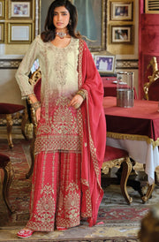 Eba RG Coral Pink Ombre Embroidered Kurti Palazzo Set