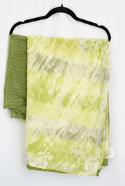 Lime Green Tie-Dye Saree with Stone Work Border
