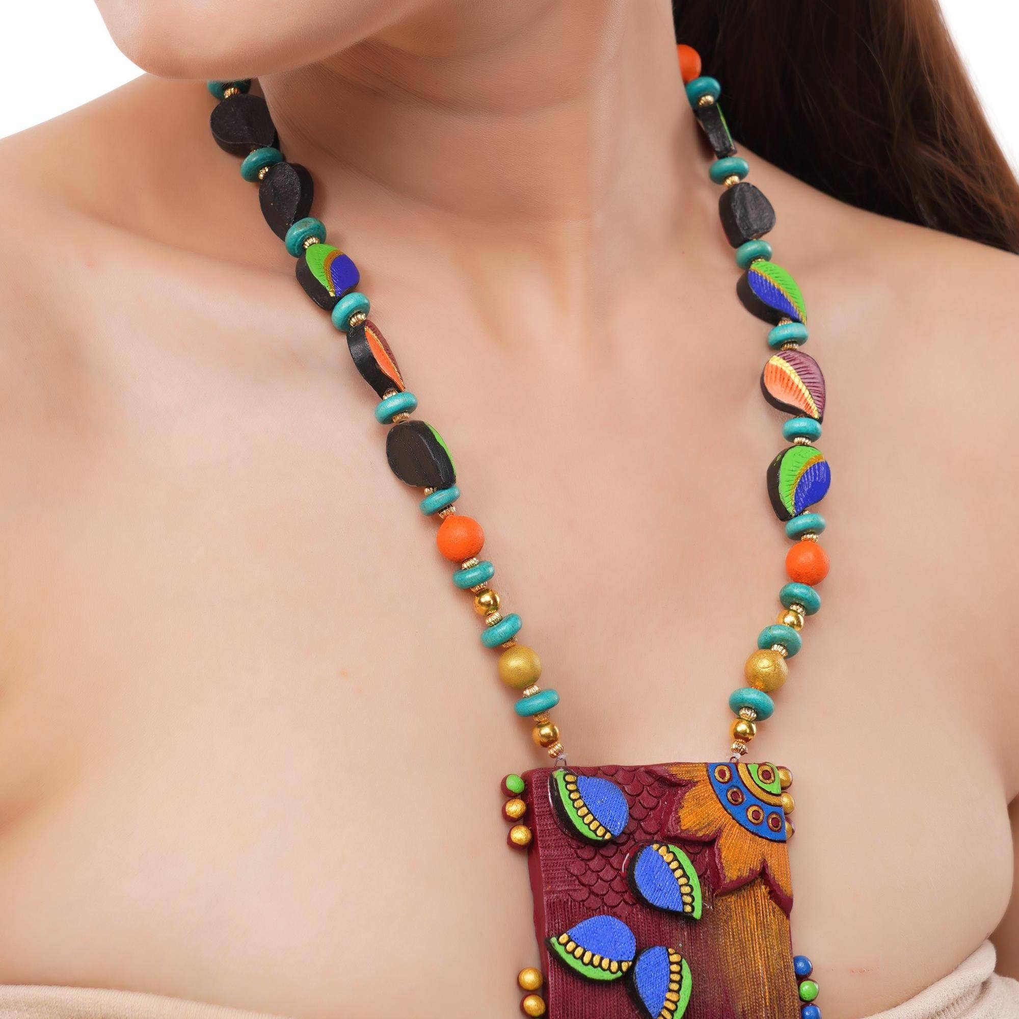 African Jewelry Set | Clay Jewelry | Tribal Leaf Jewelry