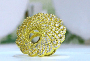 Golden Swirl Cluster Ring