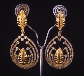 Royal Gold Leaf Drop Earrings
